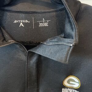 GREEN BAY PACKERS SWEATER MENS SIZE LARGE BLACK 1/4 ZIP PULLOVER ANTIGUA